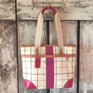 Coach Plaid Tote Bag 11x14x3